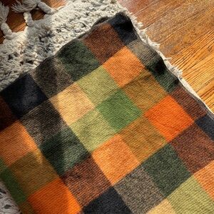 Vintage Plaid Throw Blanket in Autumn Colors Wool